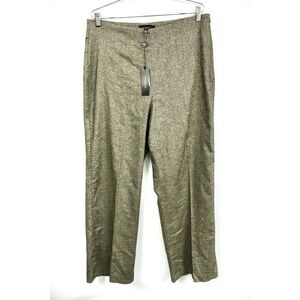 Talbots 14 Brown Tweed Hollywood High Waist Hepburn Wide Leg Wool Pants NWT
